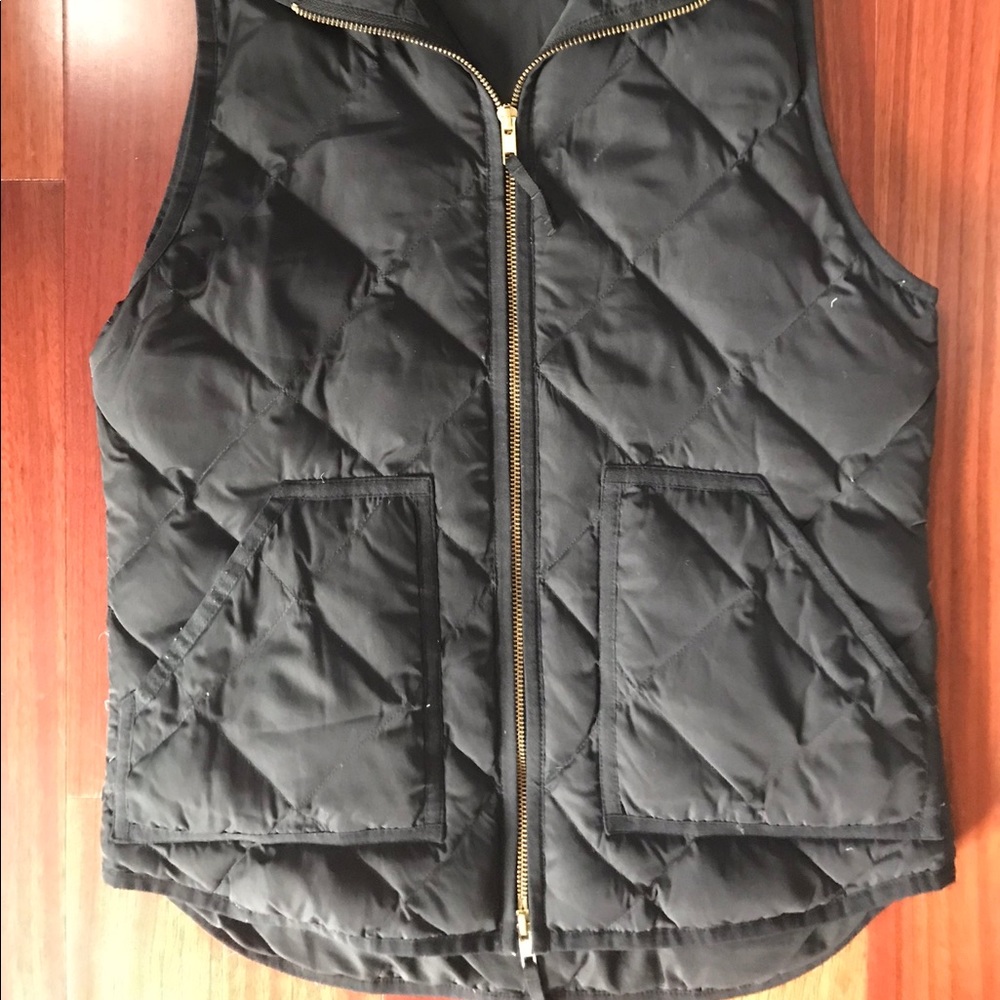 J. Crew Quilted Down Puffer Vest XS Black